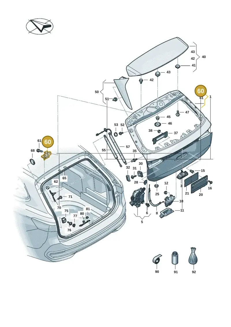 8V3827299B — Volkswagen Passat estate (2023-) diagram 3j0827000, position 60