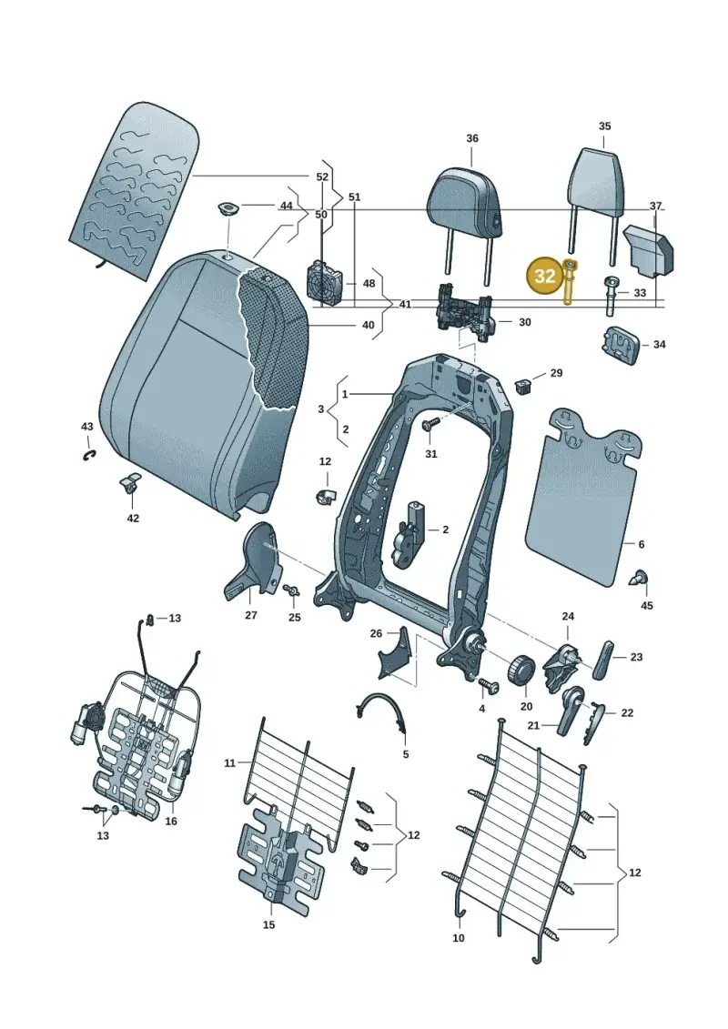 8W0881920D — Volkswagen Golf 2.0 BlueMotion (2019-2024) diagram 5h0881500, position 32