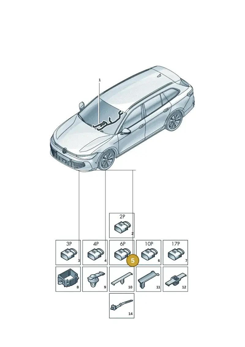 8W0971636 — Volkswagen Passat estate (2023-) diagram 3j0972050, position 5