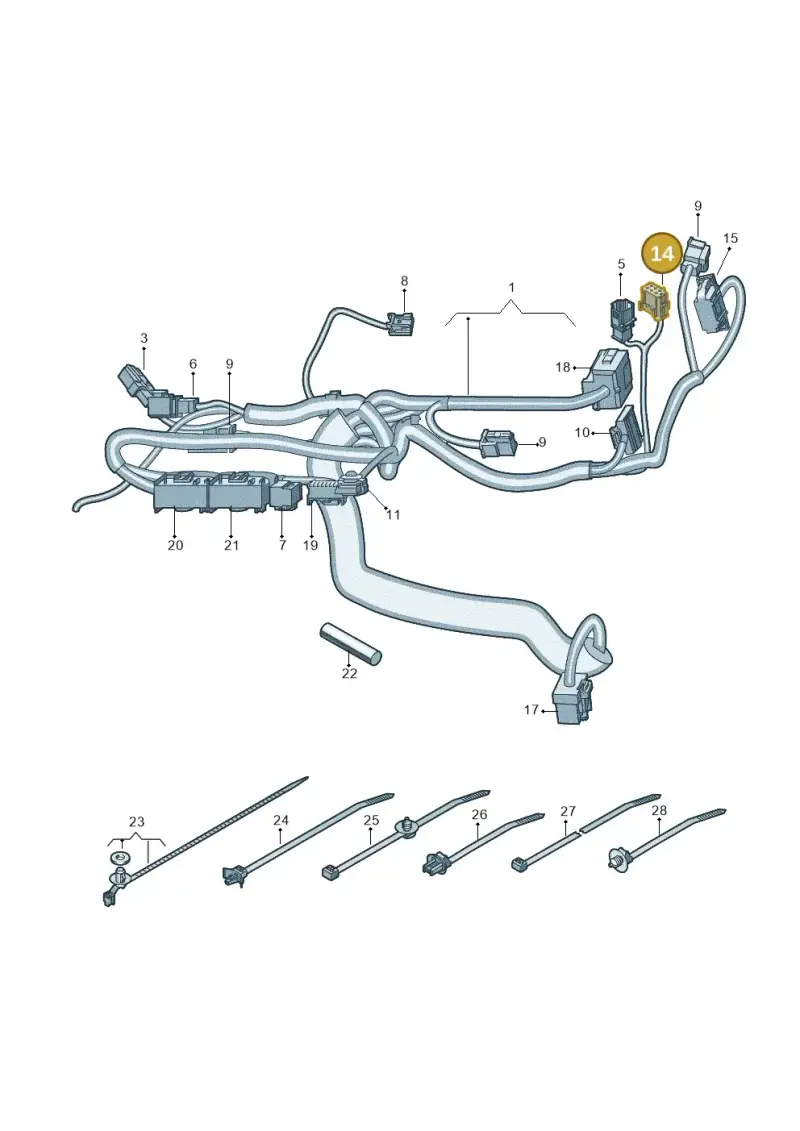 8W0971636A — Volkswagen Golf 2.0 BlueMotion (2019-2024) diagram 5h0972026, position 14
