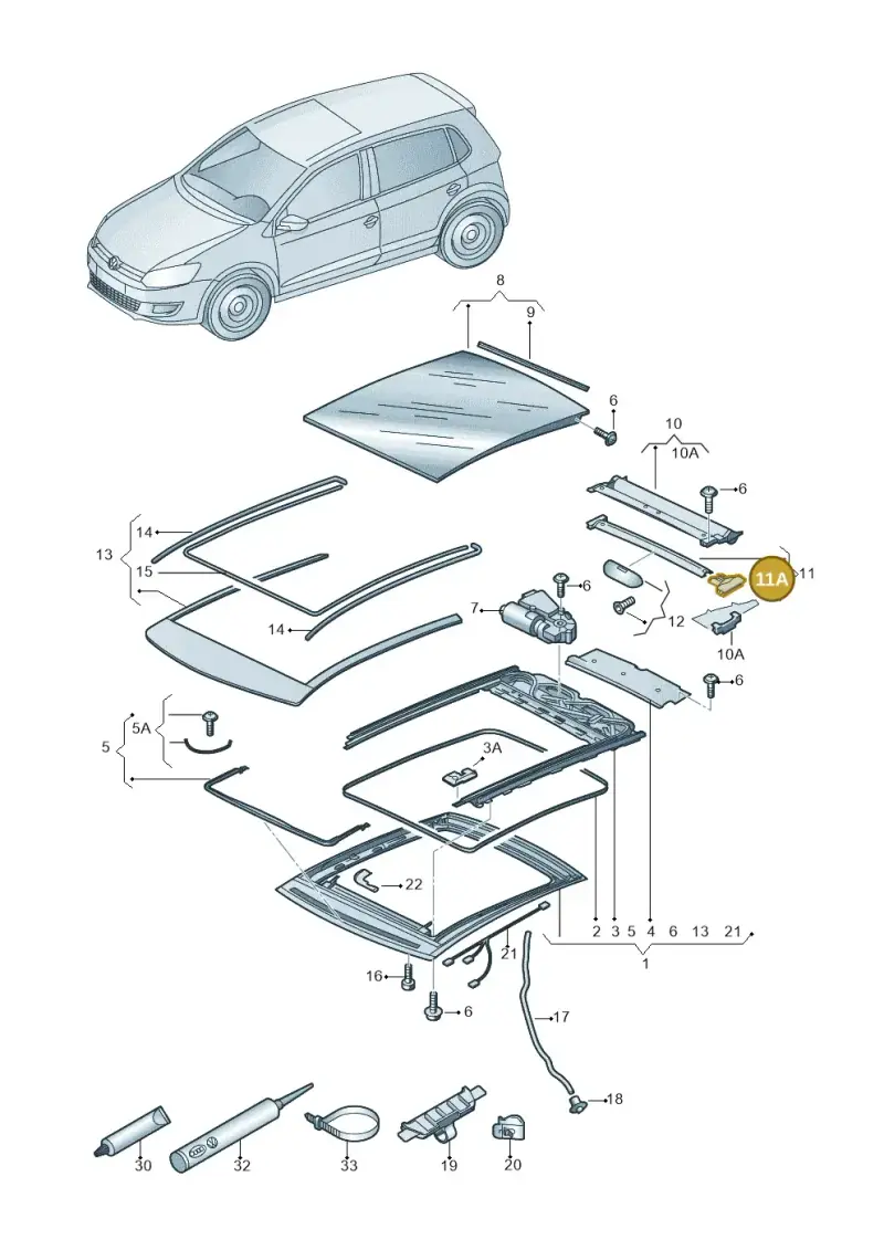 8X0898255 — Volkswagen Polo 1.4 BlueMotion (2014-2017) diagram 672877000, position 11A