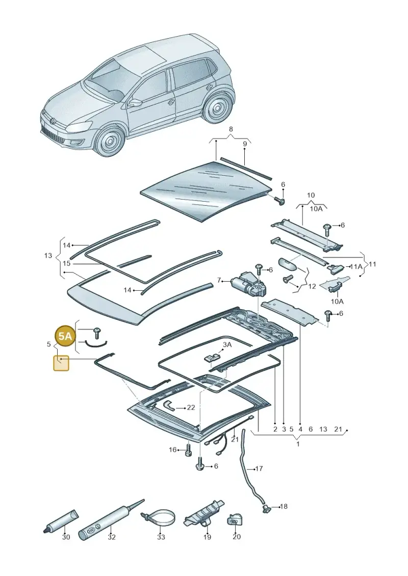 8X0898955 — Volkswagen Polo 1.4 BlueMotion (2014-2017) diagram 672877000, position 5A