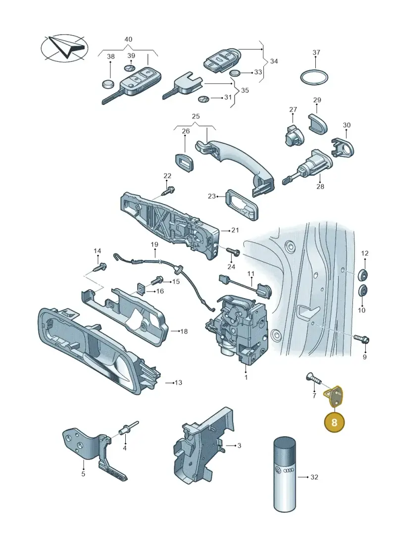 8Z0837033A — Volkswagen Touran 2.0 (2010-2015) diagram 409837000, position 8