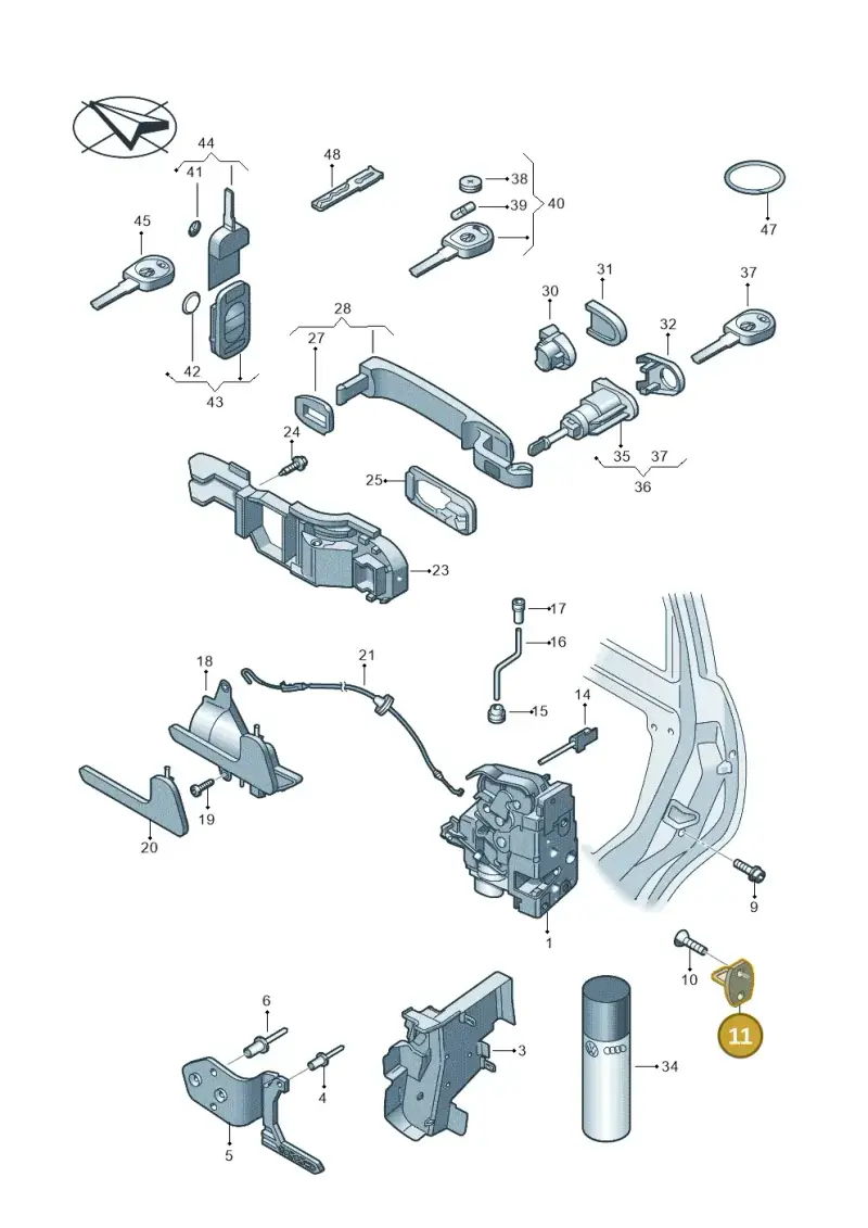 8Z0837033A — Volkswagen Transp. caravelle (2011-2015) diagram 410837000, position 11