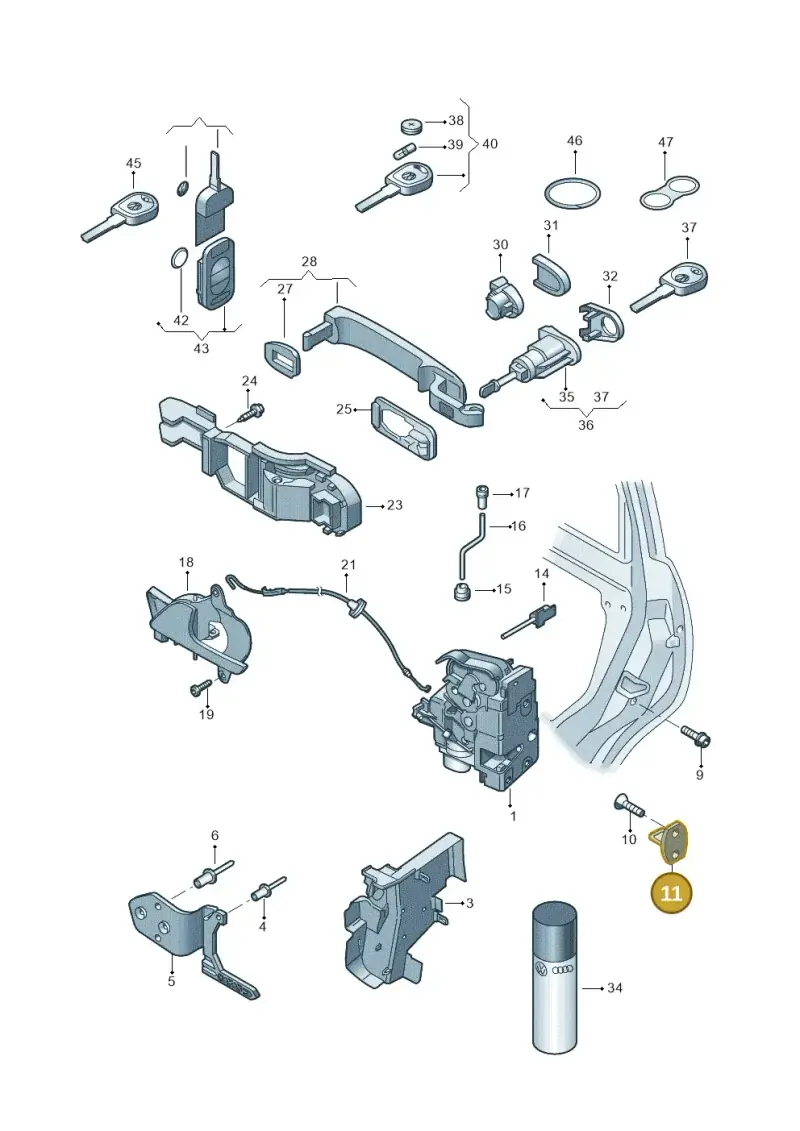 8Z0837033A — Volkswagen Transp. dropside (2011-2015) diagram 411837000, position 11