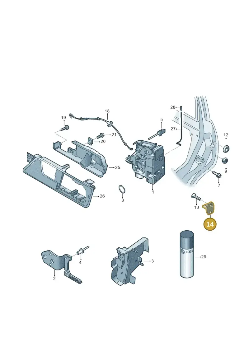 8Z0837033A — Volkswagen Caddy Maxi Kombi (2010-2015) diagram 443837000, position 14