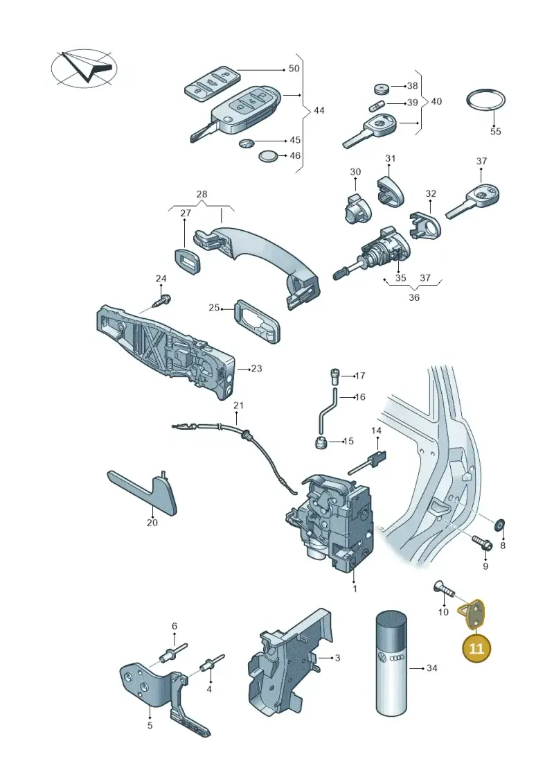 8Z0837033A — Volkswagen Caravelle (2015-2019) diagram 861837000, position 11