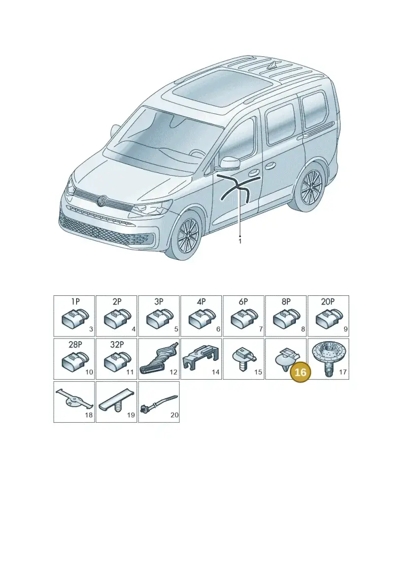 8Z0971848F — Volkswagen Caddy Maxi Kombi (2020-2024) diagram 2ka972033, position 16