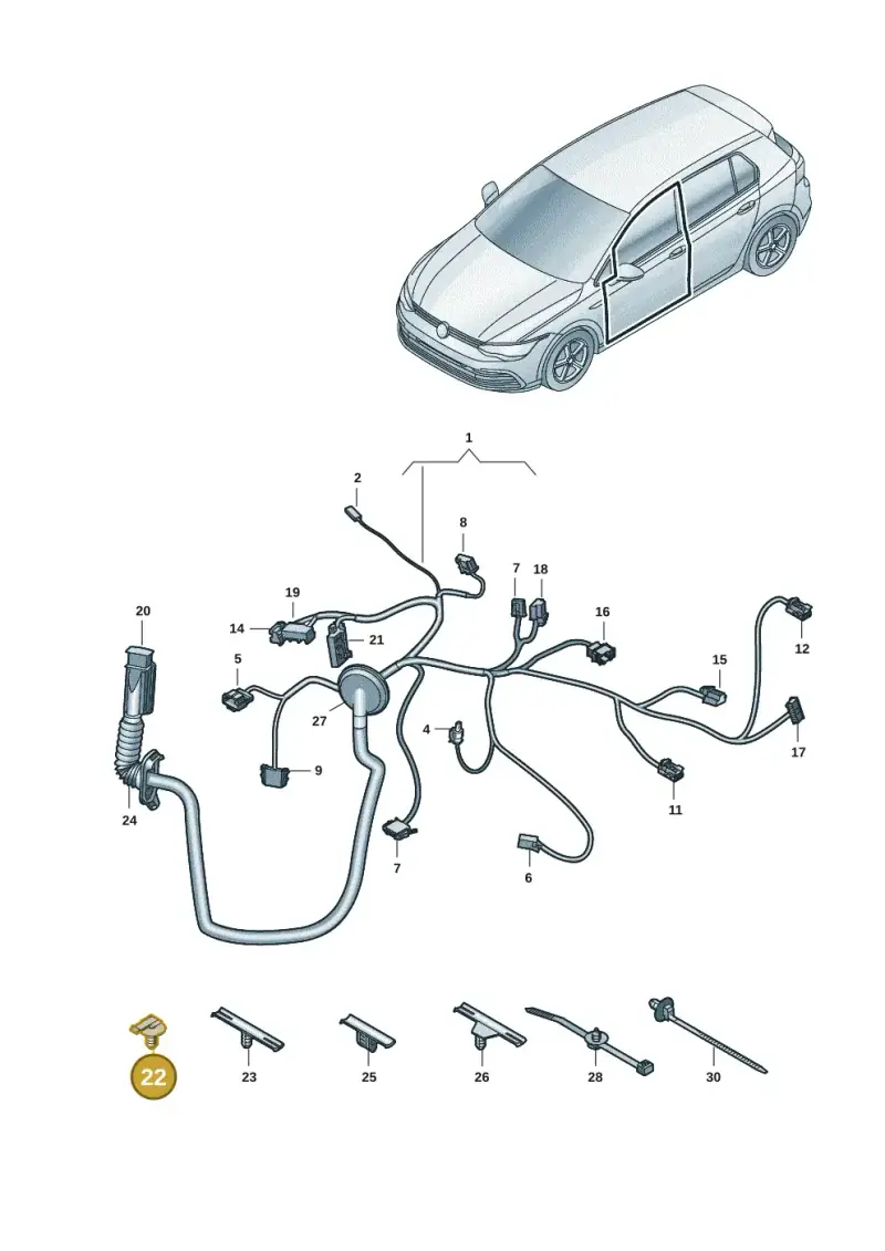 8Z0971848F — Volkswagen Golf 2.0 BlueMotion (2019-2024) diagram 5h0972033, position 22