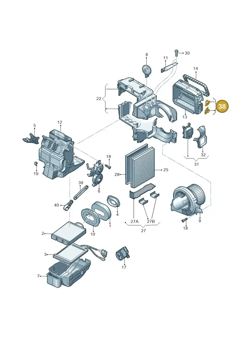 8Z1819133 — Volkswagen Polo (2012-2014) diagram 253819250, position 38