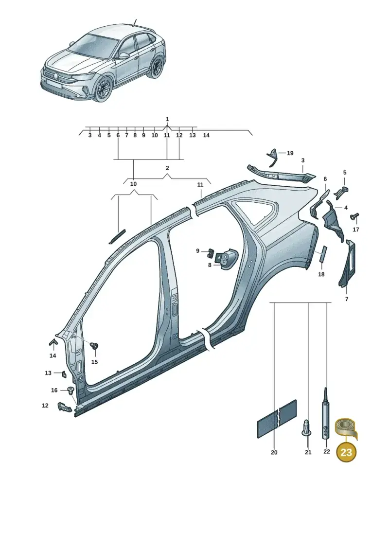 AKL44803005 — Volkswagen Taigo (2021-2024) diagram 2f0809100, position 23