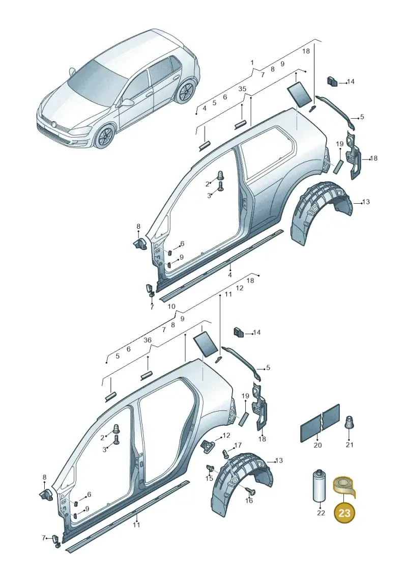 AKL44803005 — Volkswagen Golf 2.0 (2016-2020) diagram 827809550, position 23