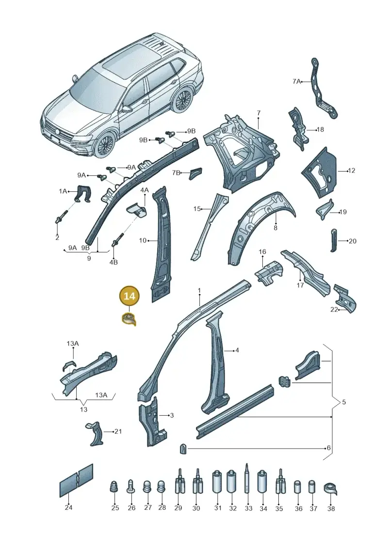 AKL44803005 — Volkswagen Tiguan 2.0 4Motion (2017-2024) diagram 833809000, position 14
