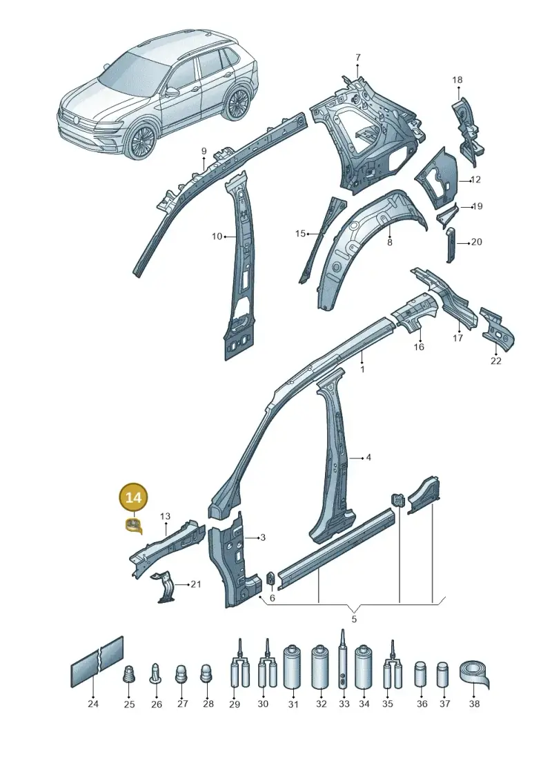 AKL44803005 — Volkswagen Tiguan 2.0 4Motion (2016-2024) diagram 884809000, position 14
