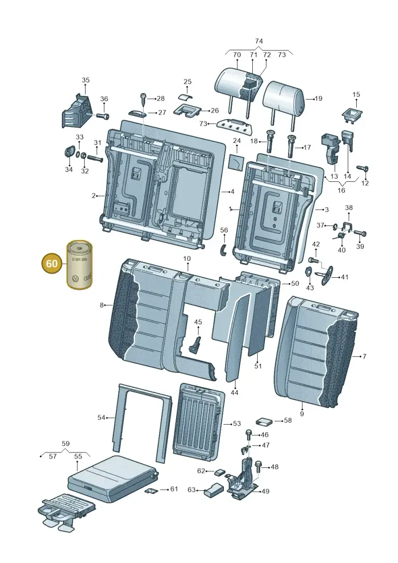 D001200 — Volkswagen Touareg (2005-2006) diagram 274885700, position 60