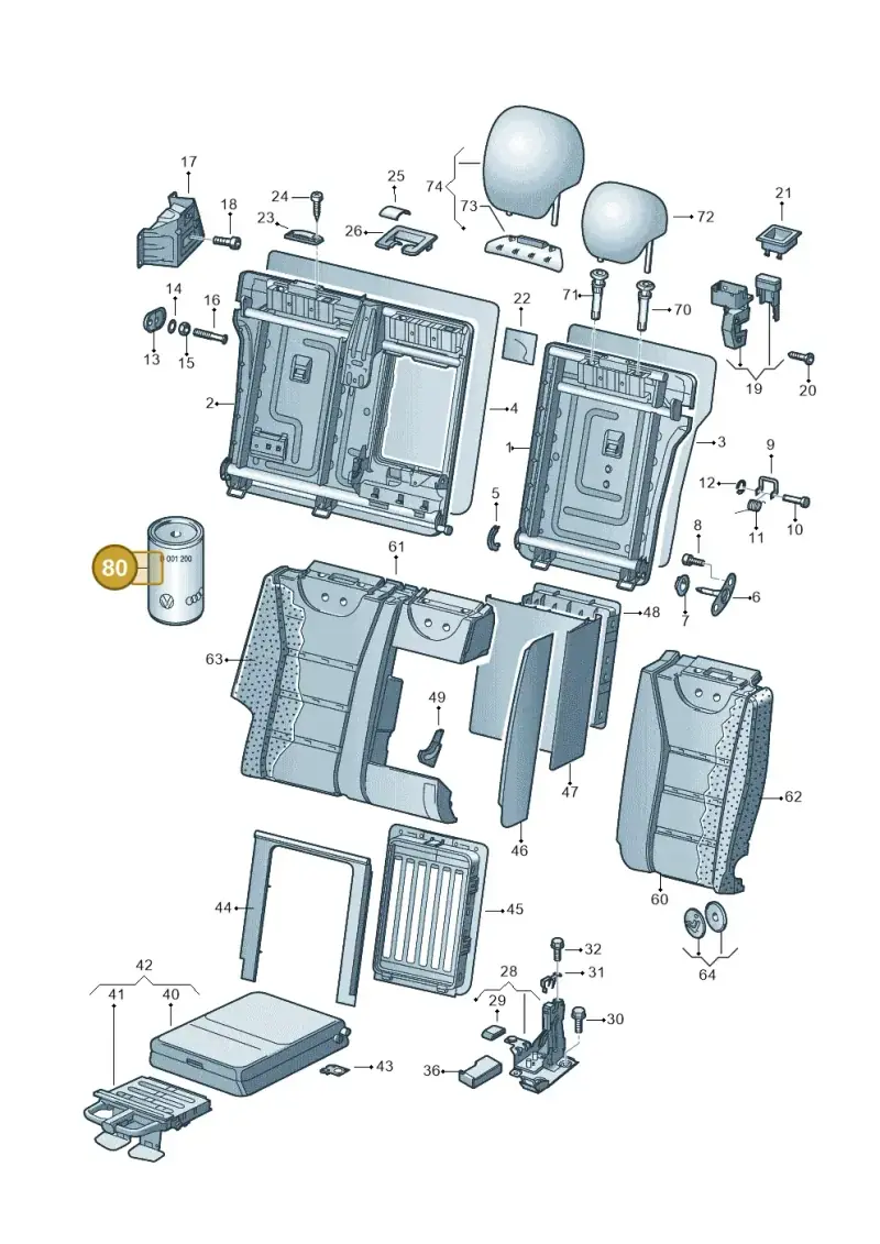 D001200 — Volkswagen Touareg                08> (2007-) diagram 616885700, position 80