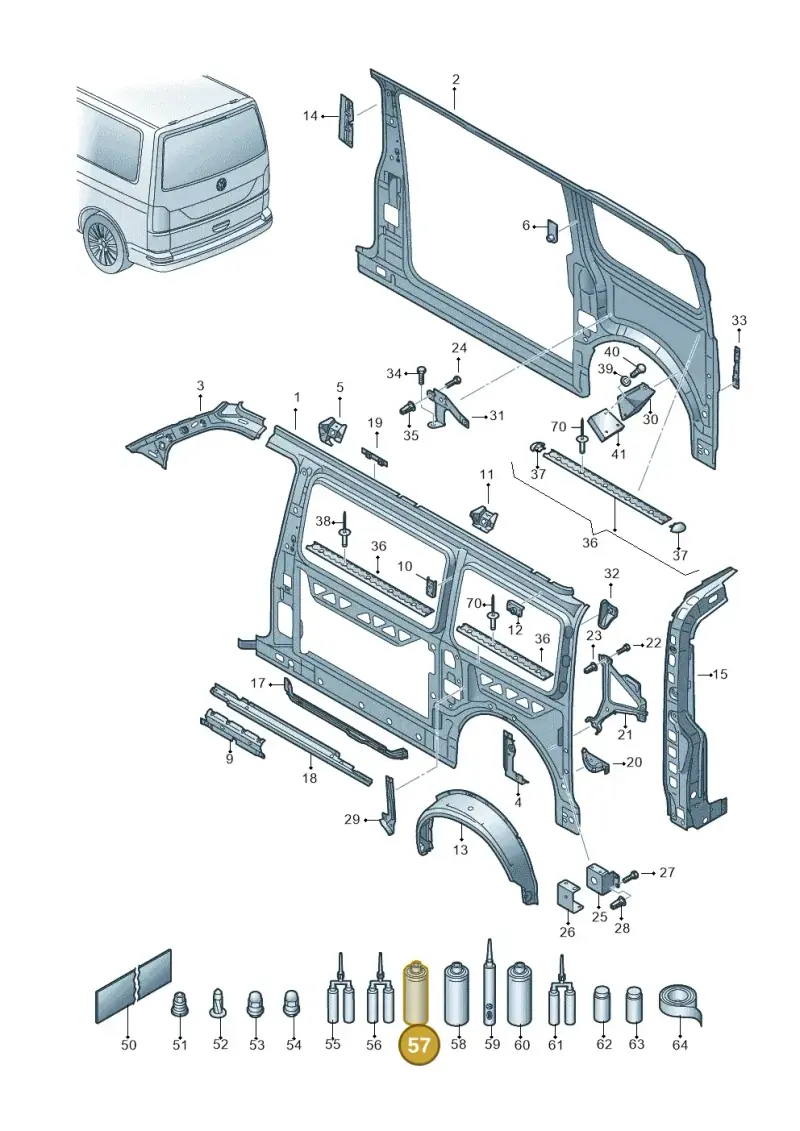 D007500A2 — Volkswagen Caravelle (2019-2024) diagram 861809000, position 57