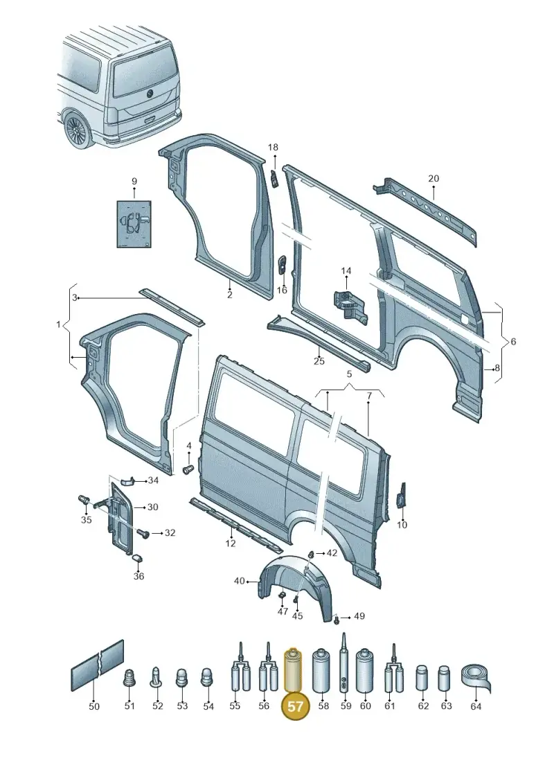 D007500A2 — Volkswagen Transport. multivan (2019-2024) diagram 861809200, position 57