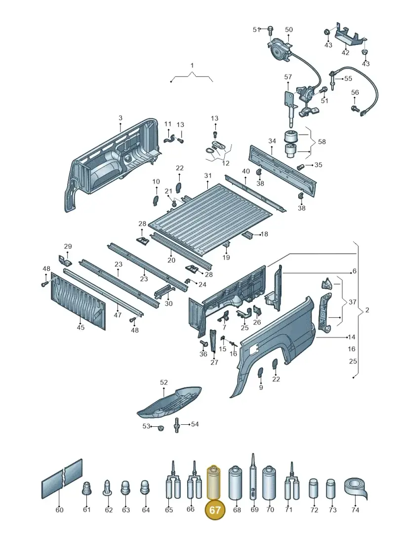 D007500A2 — Volkswagen Amarok twin cab (2022-) diagram 894801000, position 67