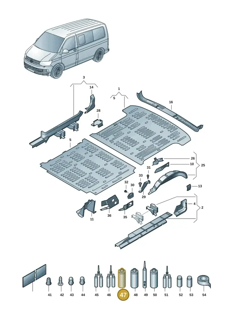 D007600A1 — Volkswagen Transport. multivan (2019-2024) diagram 7em801020, position 47