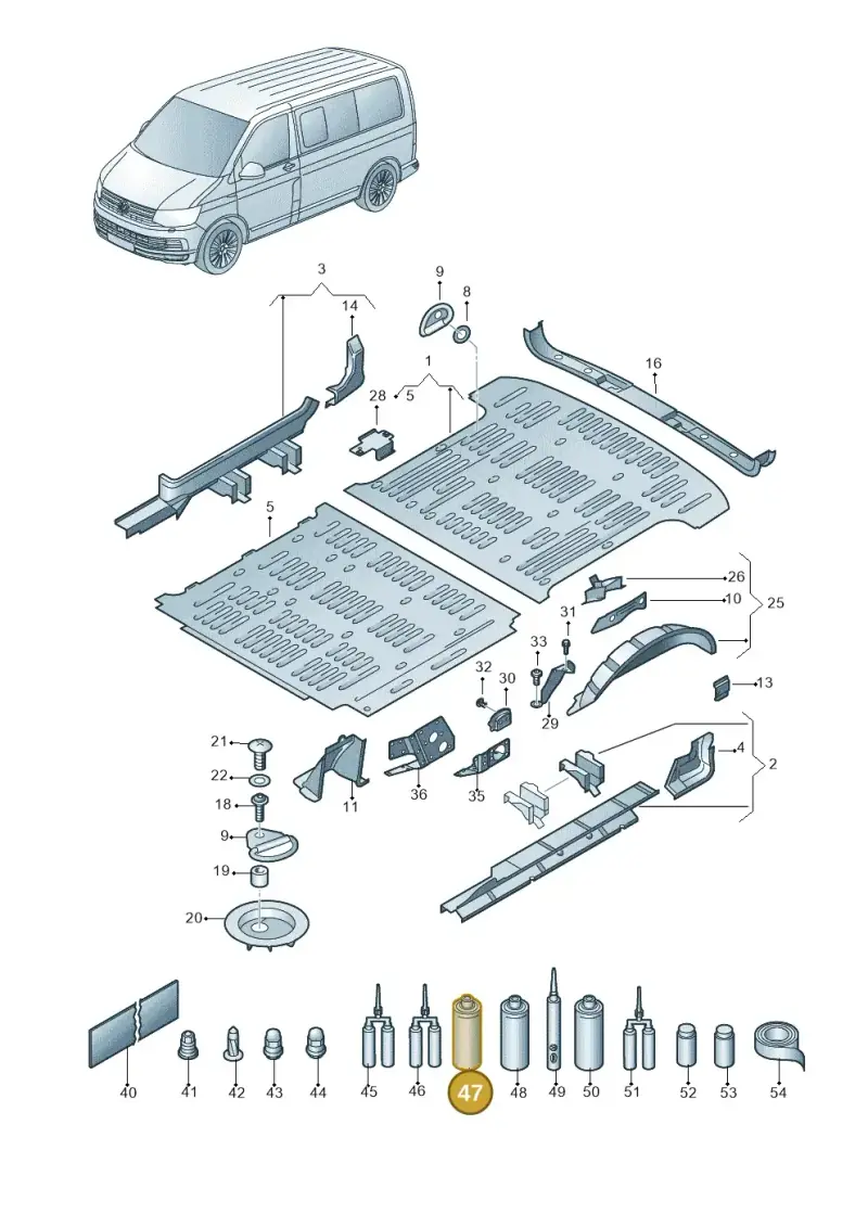 D007600A1 — Volkswagen Caravelle (2019-2024) diagram 861801200, position 47