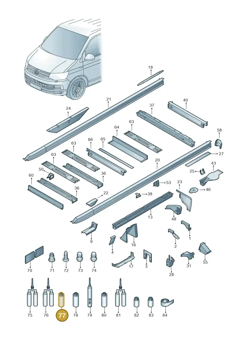 D007600A1 — Volkswagen Single-cab transp. (2019-2024) diagram 862803500, position 77