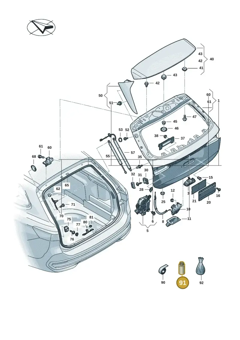 D00940104 — Volkswagen Passat estate (2023-) diagram 3j0827000, position 91