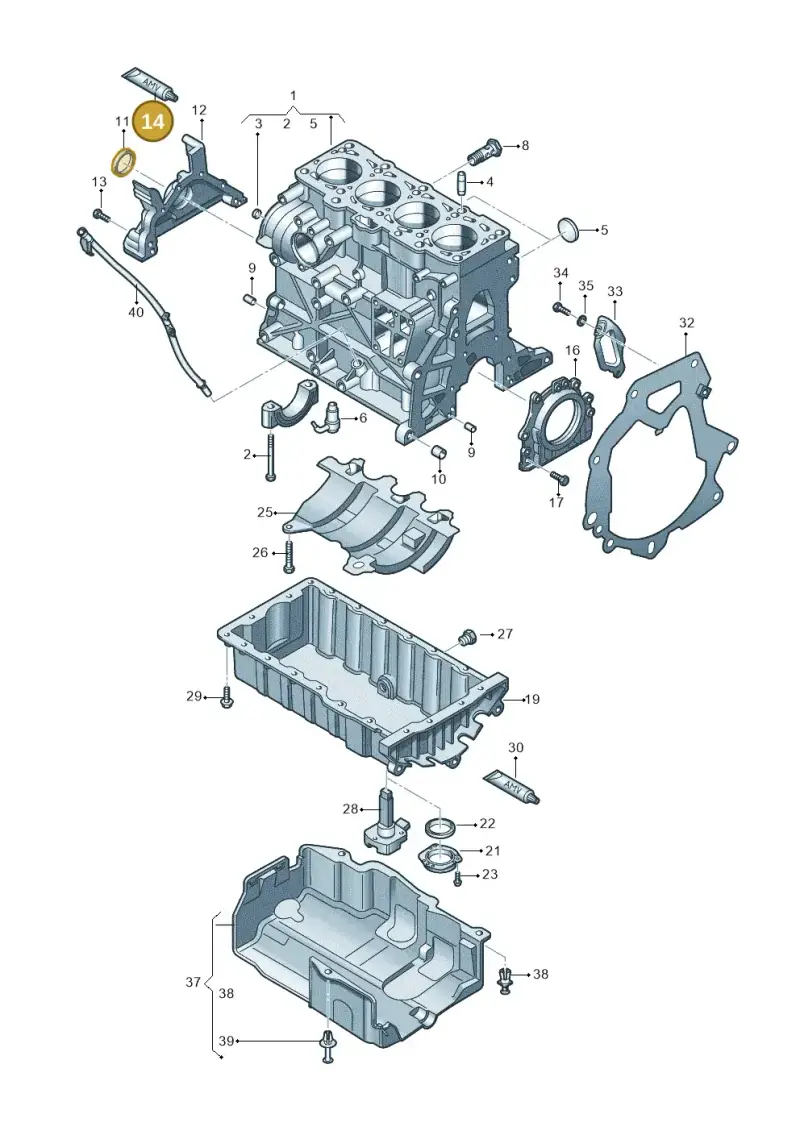 D176404M2 — Volkswagen Jetta (2014-2017) diagram 649103200, position 14