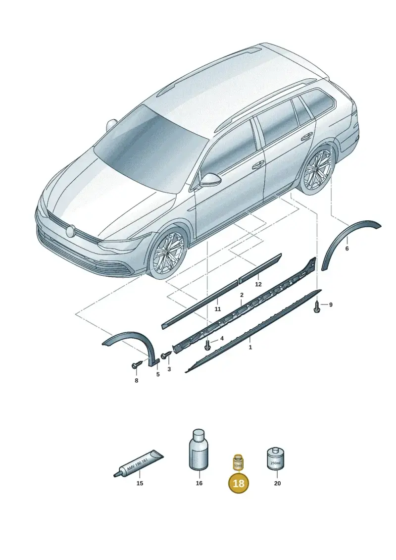 D181655A1 — Volkswagen Golf 2.0 BlueMotion (2019-2024) diagram 5h0853070, position 18
