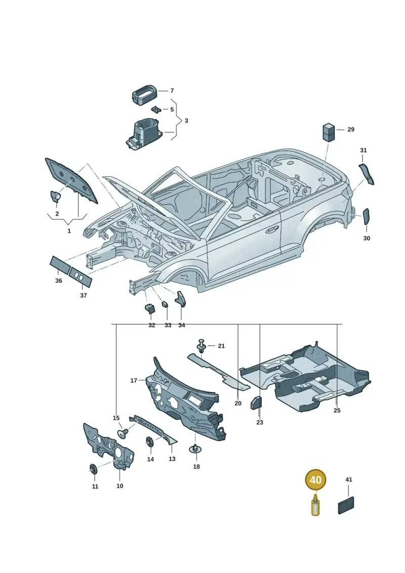 D190D01A2 — Volkswagen T-Roc convertible 1.5 (2019-2024) diagram 2gk863200, position 40
