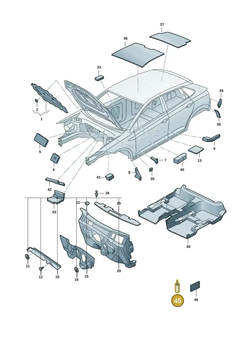 D190M00A3 — Volkswagen Taigo (2021-2024) diagram 2f0863200, position 45