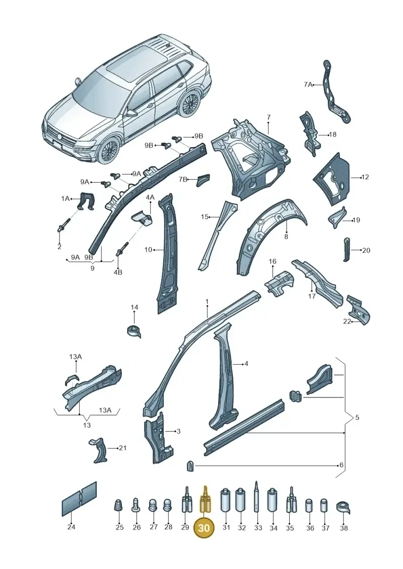 D506110A2 — Volkswagen Tiguan 2.0 4Motion (2017-2024) diagram 833809000, position 30