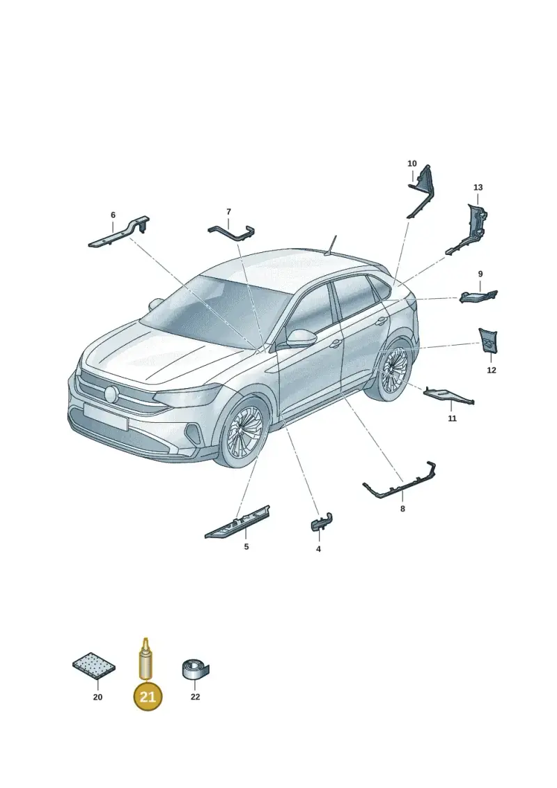 D506KD1A3 — Volkswagen Taigo (2021-2024) diagram 2f0864000, position 21