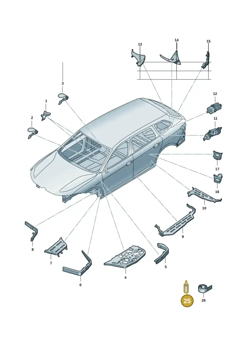 D506KD1A3 — Volkswagen Passat estate (2023-) diagram 3j0864000, position 25