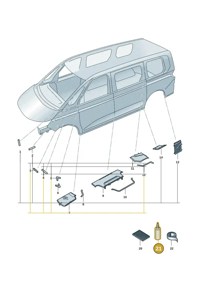 D506KD1A4 — Volkswagen Multivan (2021-) diagram 7t0864000, position 21