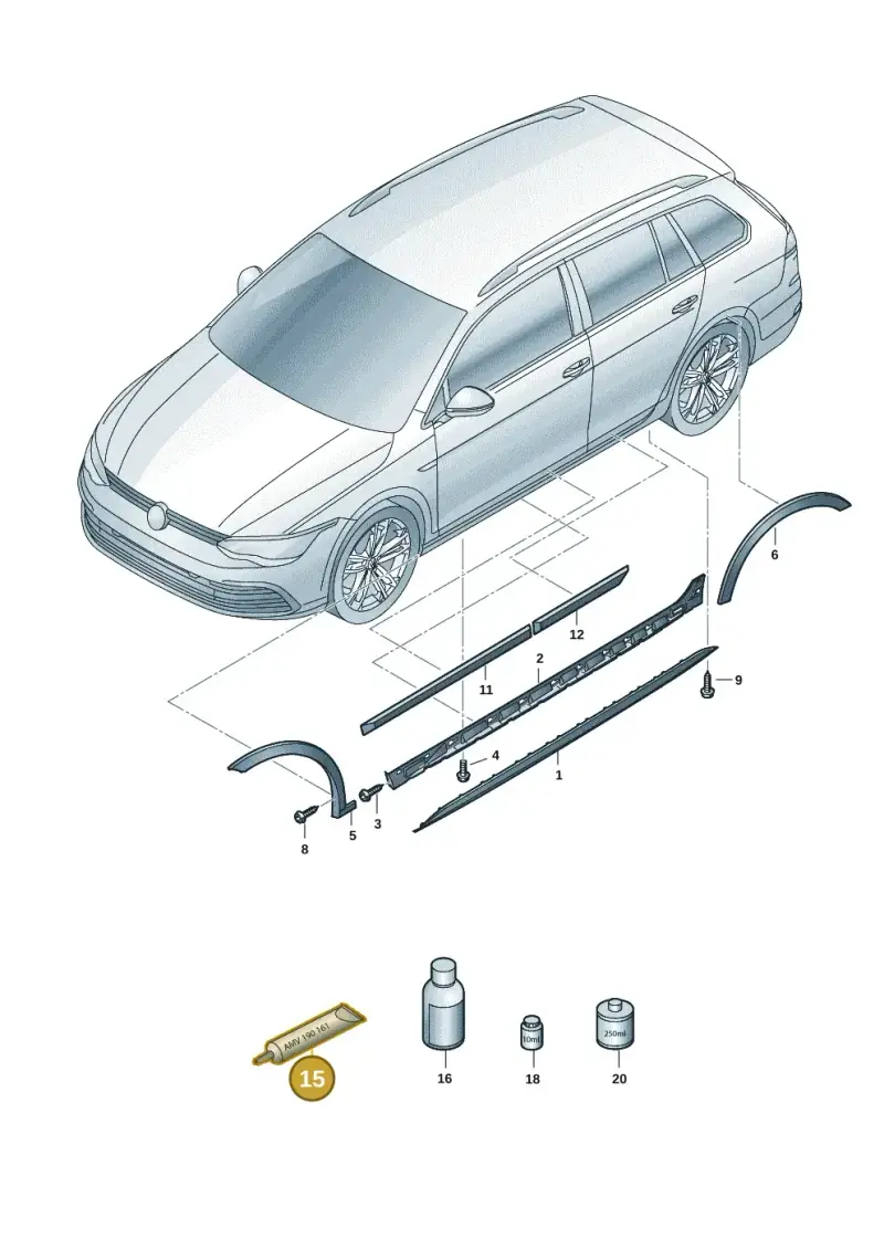 DH009100A2 — Volkswagen Golf 2.0 BlueMotion (2019-2024) diagram 5h0853070, position 15