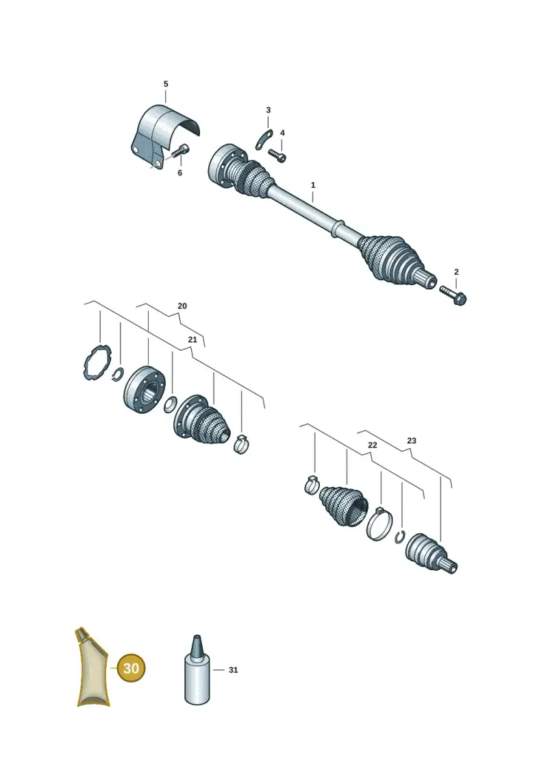 G052133A3 — Volkswagen Golf 2.0 BlueMotion (2019-2024) diagram 5h0407034, position 30