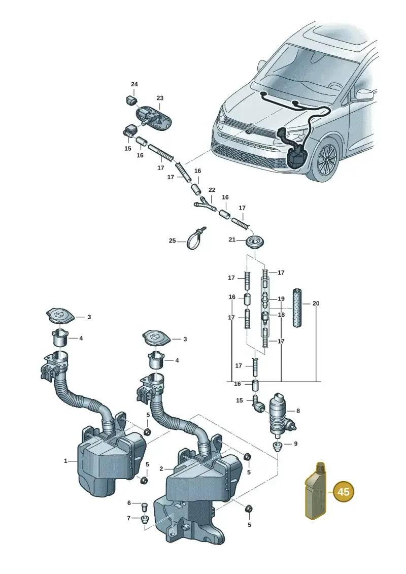 G052164M2 — Volkswagen Caddy Maxi Kombi (2020-2024) diagram 2ka955010, position 45