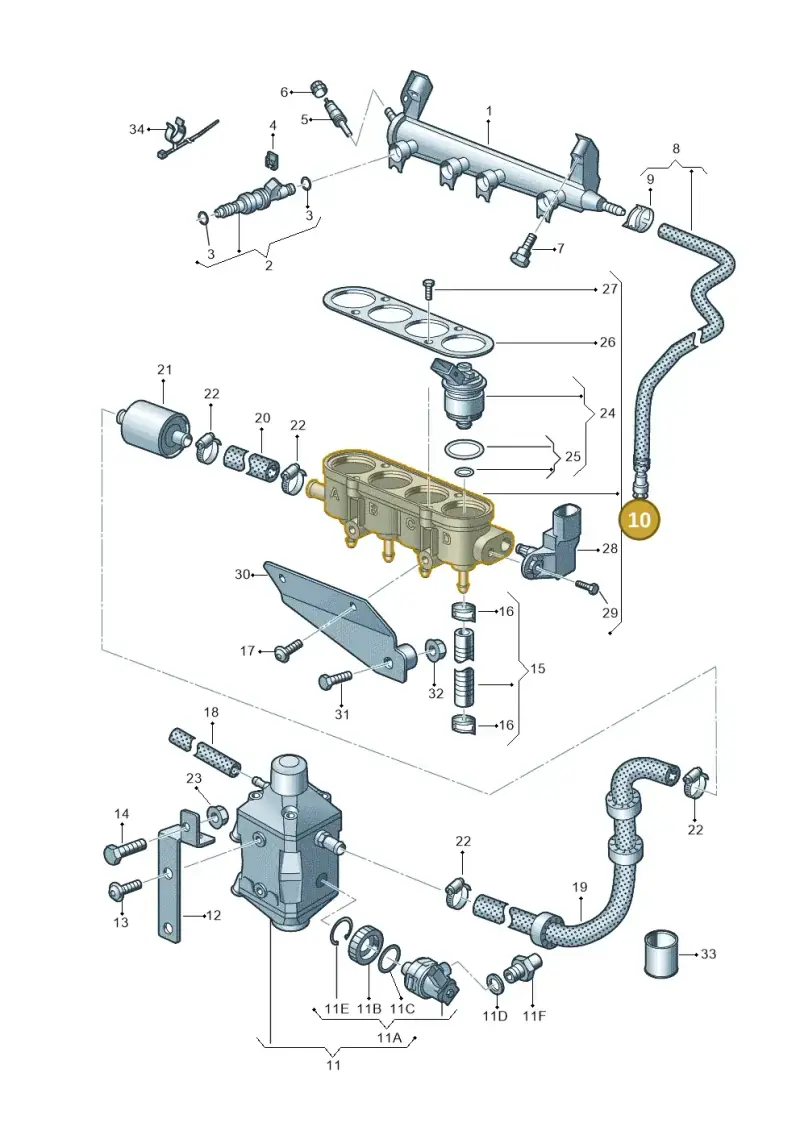 JNV130125B — Skoda Octavia ambiente (2008-2013) diagram 649133420, position 10