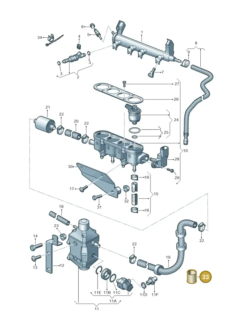 JNV133155 — Volkswagen Golf Plus 1.6 (2009-2011) diagram 649133420, position 33