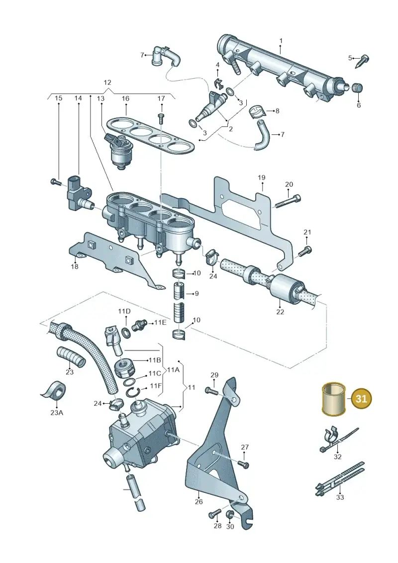 JNV133155 — Volkswagen Polo (2009-2012) diagram 672133400, position 31
