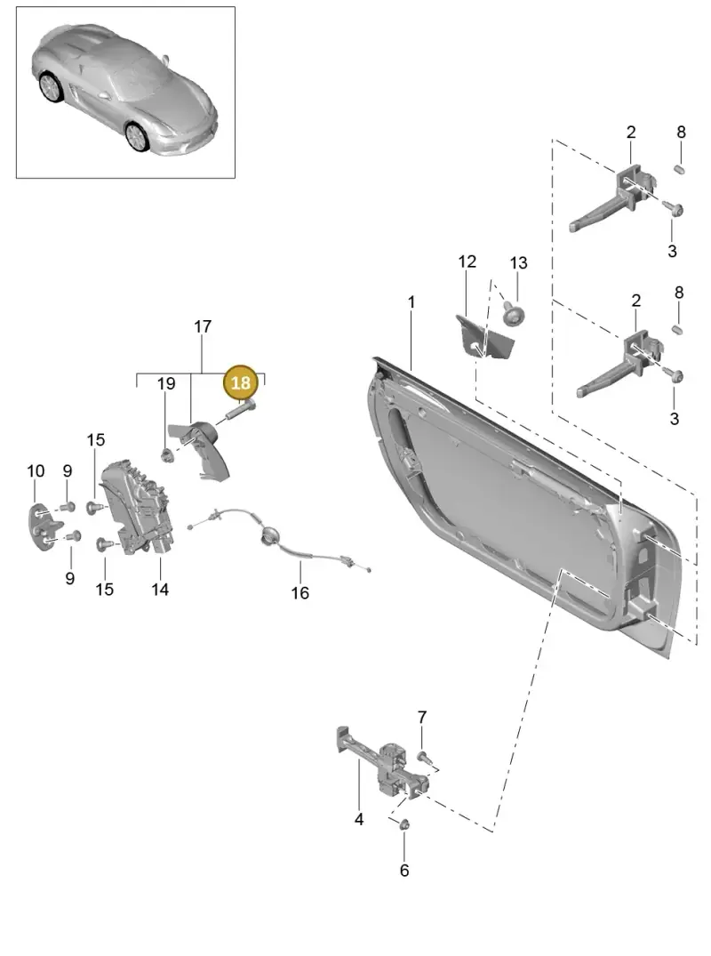 N01021813 — Porsche Boxster Spyder (2015-2016) diagram p46804000, position 18