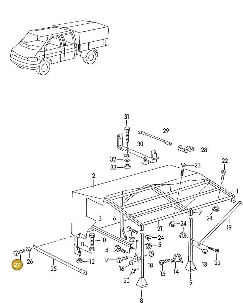 N0102191 — Volkswagen TRANSPORTER SYNCRO (1996-2003) diagram 117871100, position 27