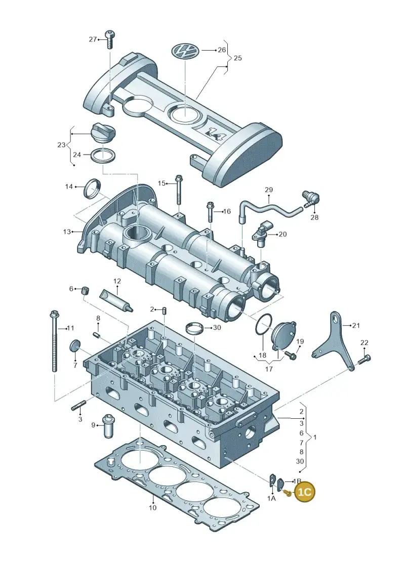N01029315 — Volkswagen Polo (2012-2014) diagram 474103400, position 1C