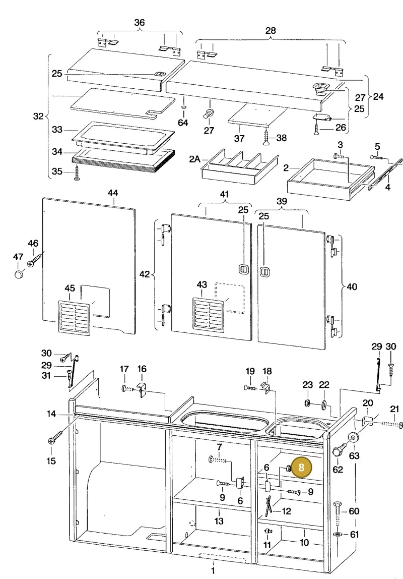 N0110044 — Volkswagen Campmobile-T4 (1991-1995) diagram 132140100, position 8