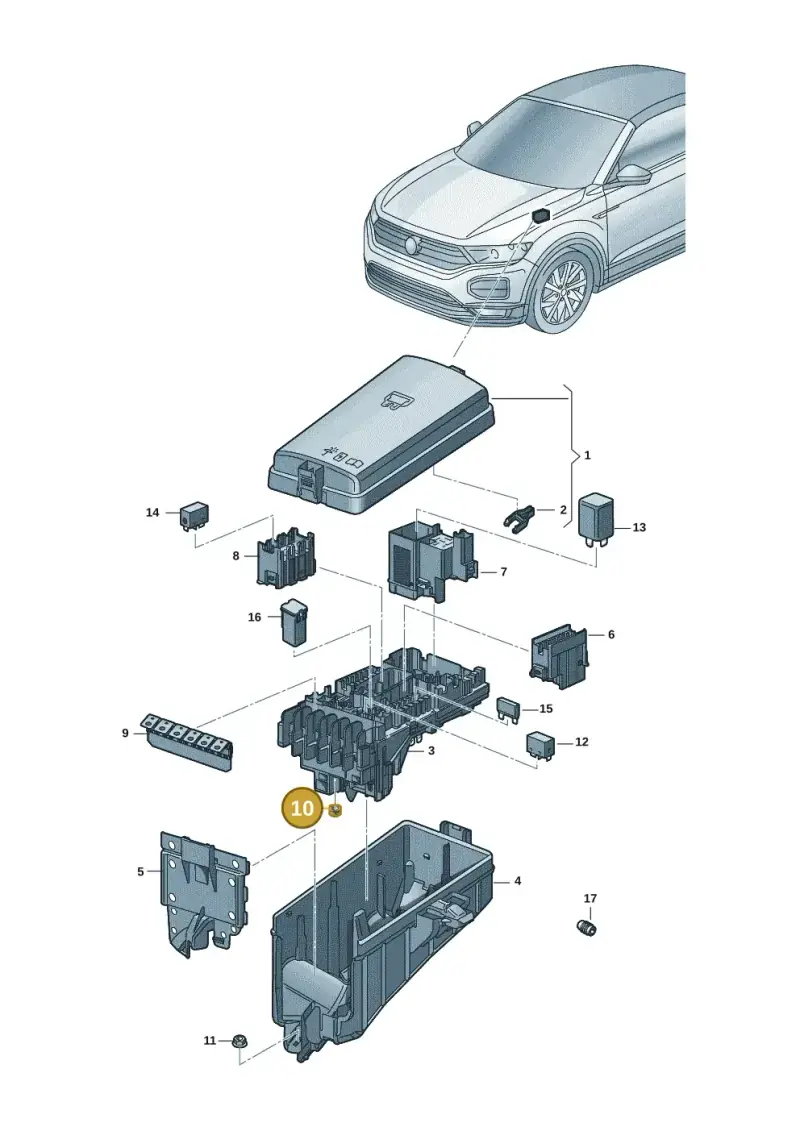 N01100636 — Volkswagen T-Roc convertible 1.5 (2019-2024) diagram 2gk937010, position 10