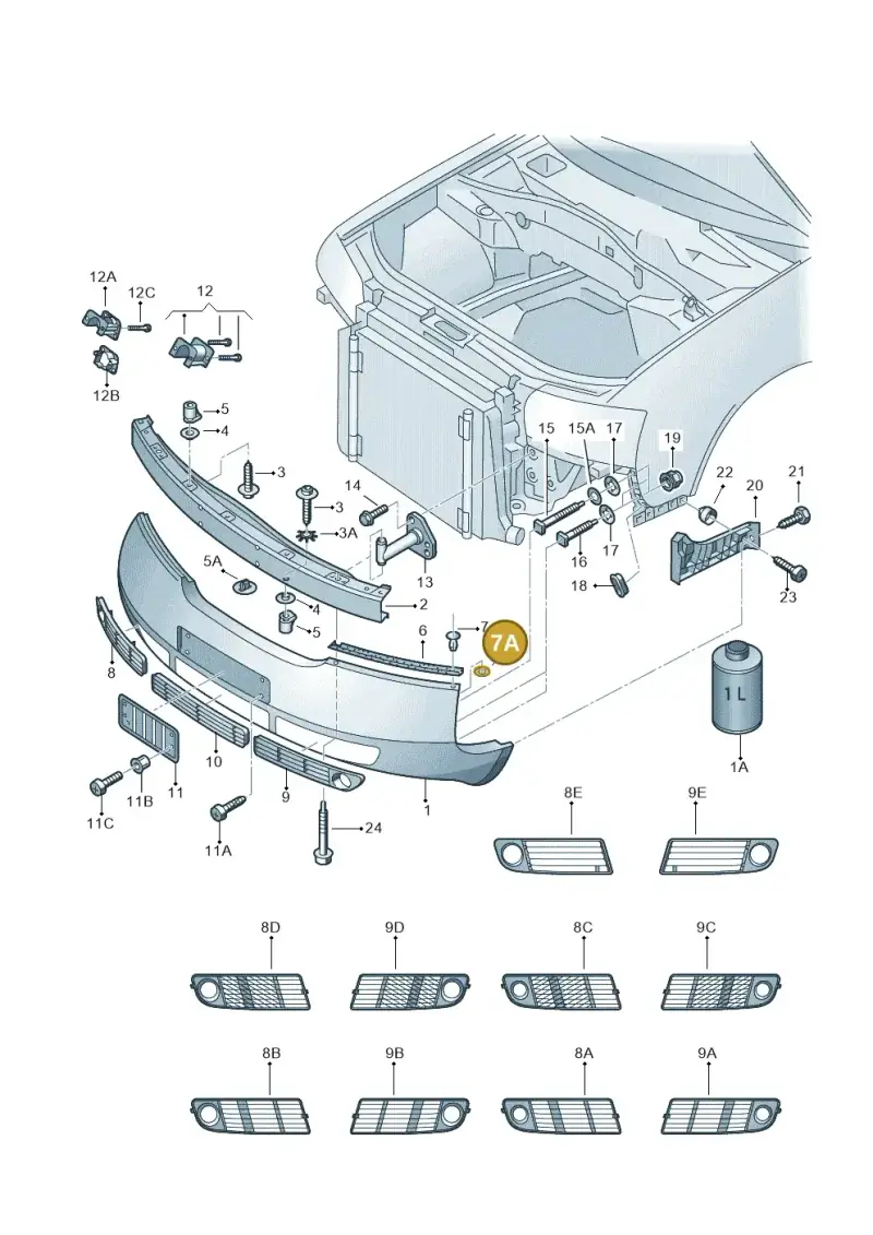 N01166410 — Audi A6/Wagon/quattro (2001-2004) diagram 260807000, position 7A