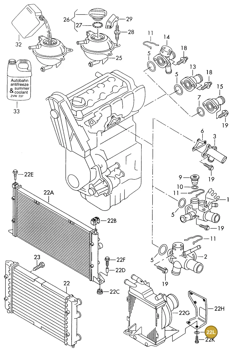 N0116735 — Volkswagen GOLF VAR./VENTO (1996-1999) diagram 121121700, position 22L