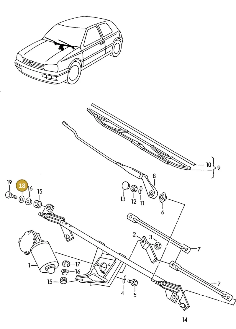 N0116735 — Volkswagen GOLF CABRIO (2002-2002) diagram 121955100, position 18