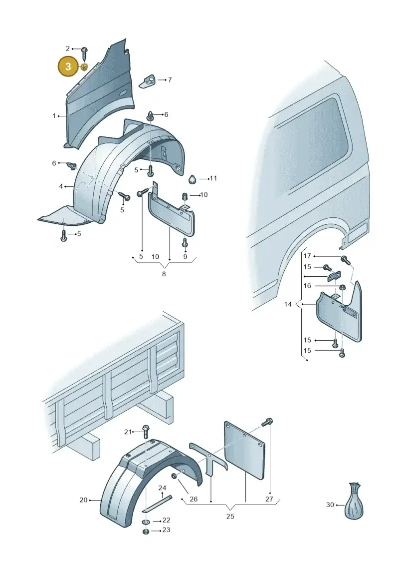 N0120622 — Volkswagen Transp. caravelle (2011-2015) diagram 410821100, position 3